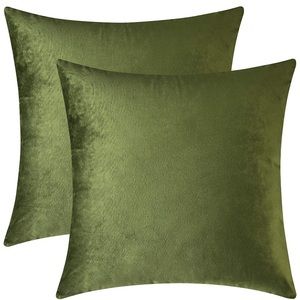 Set of FOUR velvet Moss Green pillow covers